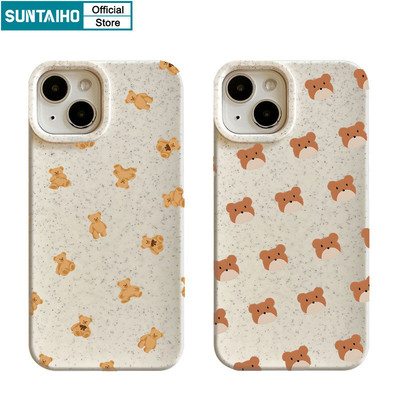 Suntaiho Thời Trang Vui Nhộn Sáng Tạo Họa Tiết Gấu Dễ Thương Cho Iphone 15 14 12 13 11 Pro Max IP 7 8 Plus Iphon X Xs XR Xs Max TPU Silicon Softcase Cao Cấp Chống Sốc Ốp điện thoại