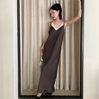 Dt TELIE Satin Bóng Phong Cách Ngày Lễ Sling Đầm Trẻ Em Mở Lưng Áo Dài Mùa Xuân Không Tay