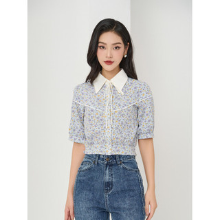 Áo sơ mi thô hoa nữ tay lỡ thiết kế bo eo orchid - at3c513