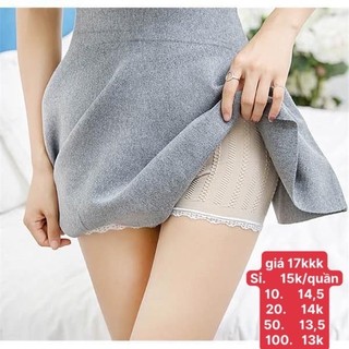 Quần đùi mặc váy gân tăm viền ren