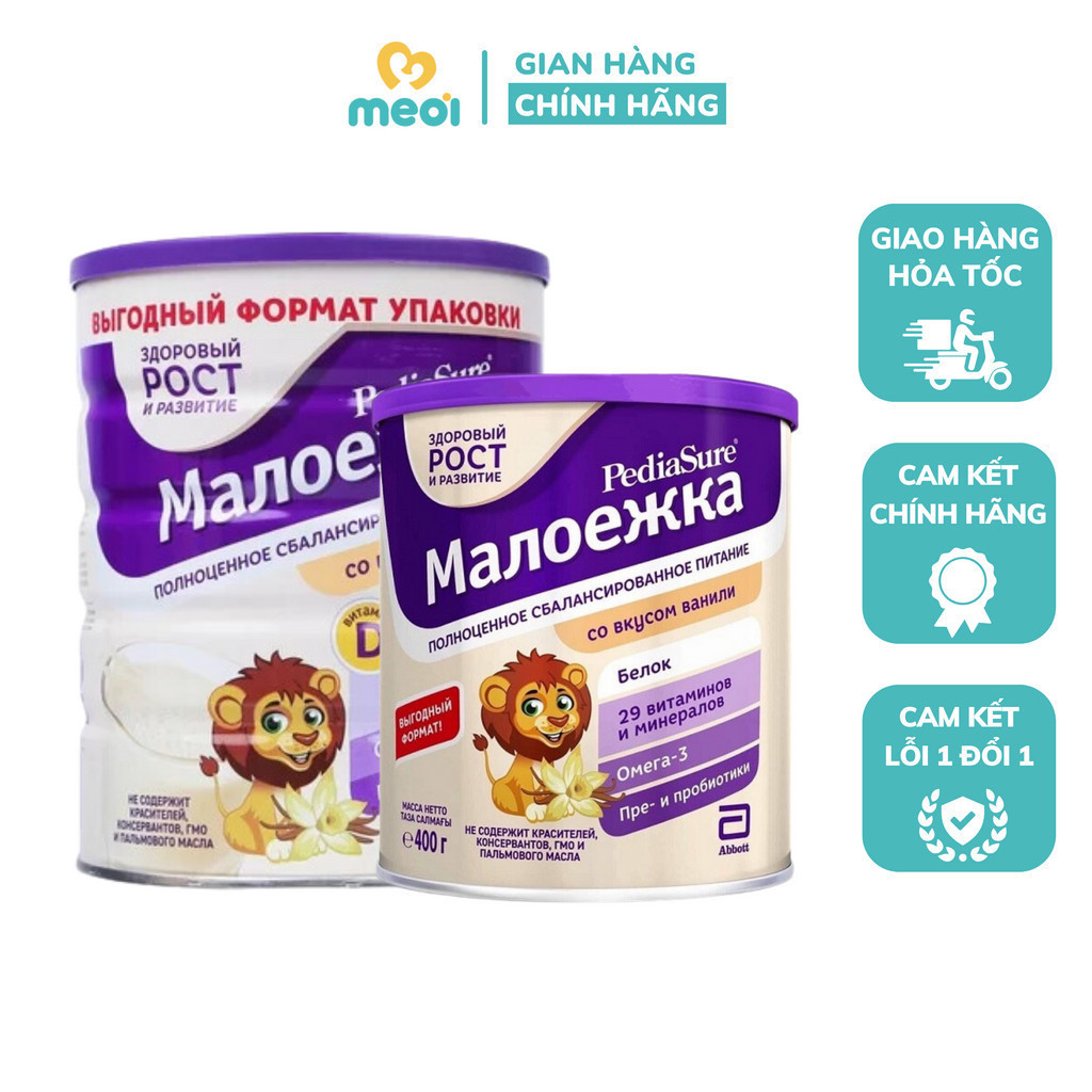 Sữa bột Pediasure Nga vani 400g/ 850g cho bé từ 1-10 Tuổi, Sữa hỗ trợ tăng cân và phát triển trí tuệ