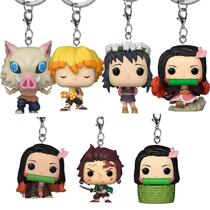 Móc Khóa Funko Pop Demon Slayer Makomo Tanjiro Nezuko Zenitsu Búp Bê Móc Chìa Khóa