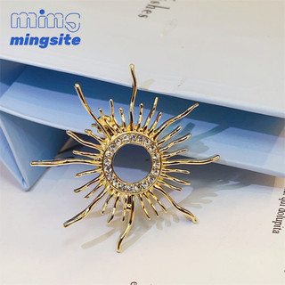 Phong Cách Tối Giản Kim Cương Đính Kim Cương Tròn Thổ Cẩm Dành Cho Nam Nữ Instagram Tính Khí Đa Năng Mặt Trời Thần Thổ Cẩm Phù Hợp Với Áo Khoác Pin Phụ Kiện
