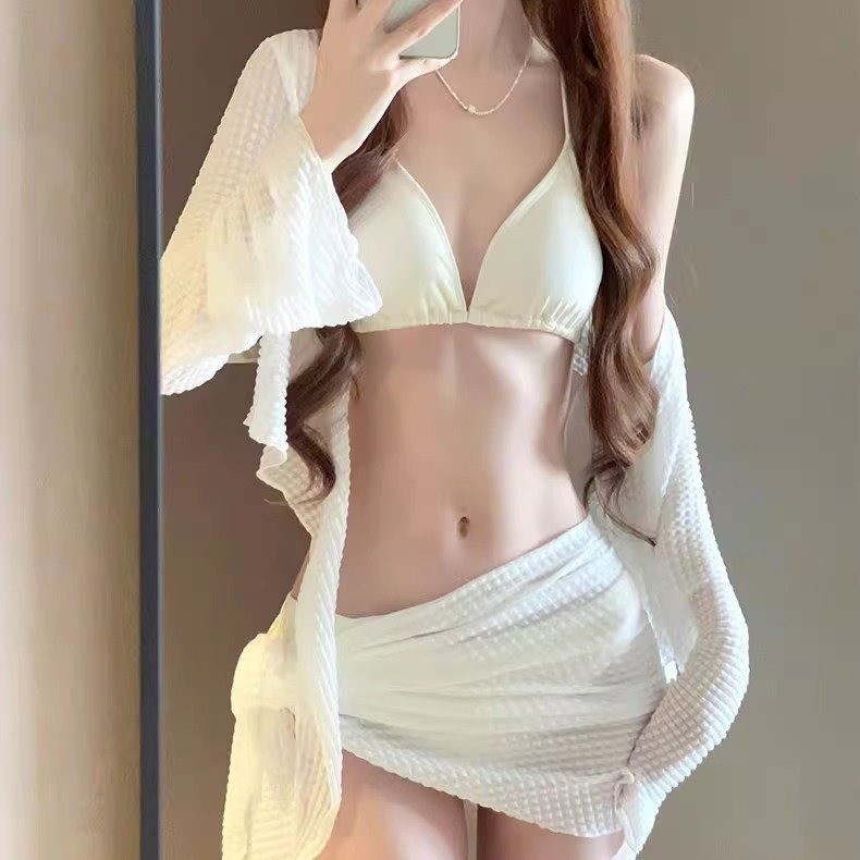 🌸Bikini🌸 COD Đồ Bơi Nữ 2024 Bộ Bốn Mảnh Cao Cấp Trắng Gợi Cảm Chia Kỳ Nghỉ Đồ Bơi | BigBuy360 - bigbuy360.vn