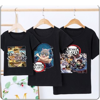 ÁO THUN UNISEX Kimetsu No Yaiba Demon Slayer PHÔNG ĐEN TAY NGẮN NAM NỮ TRẺ EM TRAI GÁI