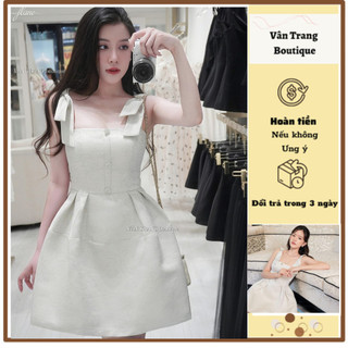 T162 Váy nữ 2 dây sang chảnh đính đá đầm chữ A thiết kế dự tiệc