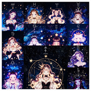  Mười hai cô gái cung hoàng đạo Tranh kim cương 5d Full Diamond Phòng khách DánDiamond Cross Stitch Phòng ngủ Phòng ăn Thêu kim cương Trang trí nhà cửa 30x40cm / 40x50cm / 50x60cm