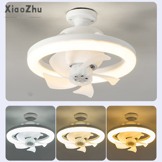 xiaozhubangchu Đầu di chuyển E27 đèn quạt nhỏ hộ gia đình trần nhỏ quạt ánh sáng phòng khách phòng ăn phòng ngủ tắt tiếng