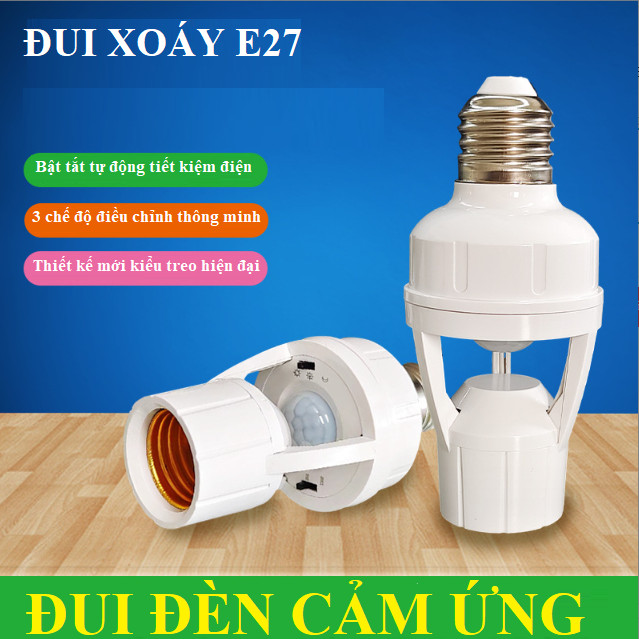Đui đèn cảm ứng chuyển động KIỂU TREO 220V-45W thế hệ mới đui đèn E27 đui đèn cảm biến đuôi đèn cảm 