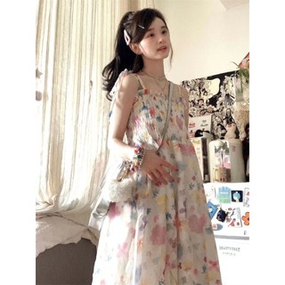Size Lớn Nữ Mùa Hè Pháp Ngọt Ngào Cổ Vuông Ôm Lắp Dây Đầm