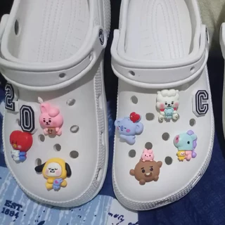 Kpop Jibbitz Charm Bt21 Jibits Cho Crocs SHOOKY Giày Quyến Rũ Pin Chimmy Bts Jibitz Crocks Cho Nữ Giày Phụ Kiện Trang Trí