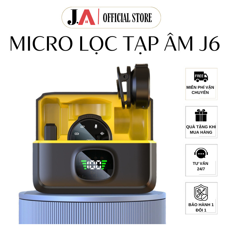 Mic Cài Áo Không Dây J6 Lọc Âm Giảm Ồn Chuyên Nghiệp Livestream, Quay Video Màn Hình Hiển Thị Các Ch