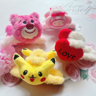 Kẹp lông gấu bông xinh xắn, loopy, melody, gấu dâu, pikachu, phụ kiện kẹp tóc