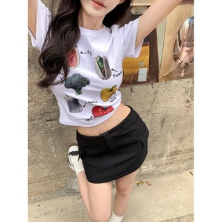 Áo thun in hình vui nhộn cho nữ cổ tròn Áo thun ngắn tay thông thường
