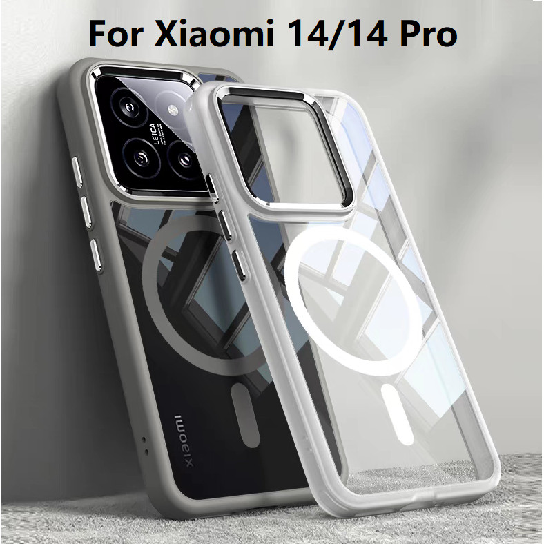 cứng Acrylic độ phân giải cao sạc từ tính Ốp lưng Xiaomi 14 15 Pro Case Mi14 Mi15 Vỏ điện thoại
