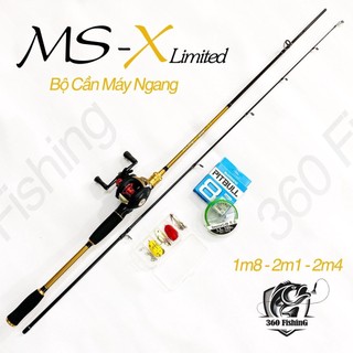 Bộ cần câu msx ánh kim máy ngang lk201 combo cần câu cá carbon kèm dây dù x8 100m và hộp mồi lure