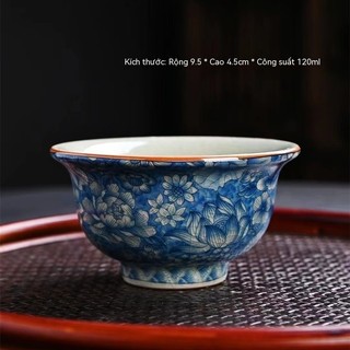 Cốc trà xanh trắng cốc chủ nhân cỡ lớn gia dụng kiểu Trung Quốc cổ điển đất sét cũ cốc tay ép đá cốc cốc cốc trà bát trà 