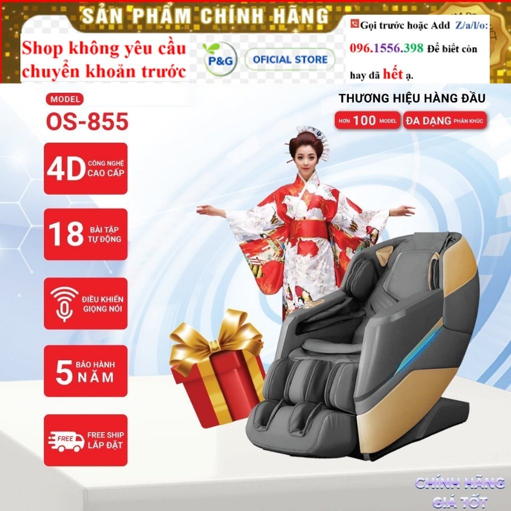 <NEW <> Ghế massage Okinawa OS 855, công nghệ massage 5D, bi con lăn di chuyển -