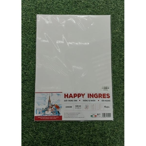 Giấy vẽ Happy Ingres 2 A3 220G, giấy A3 1 xấp - TẠP HÓA KR