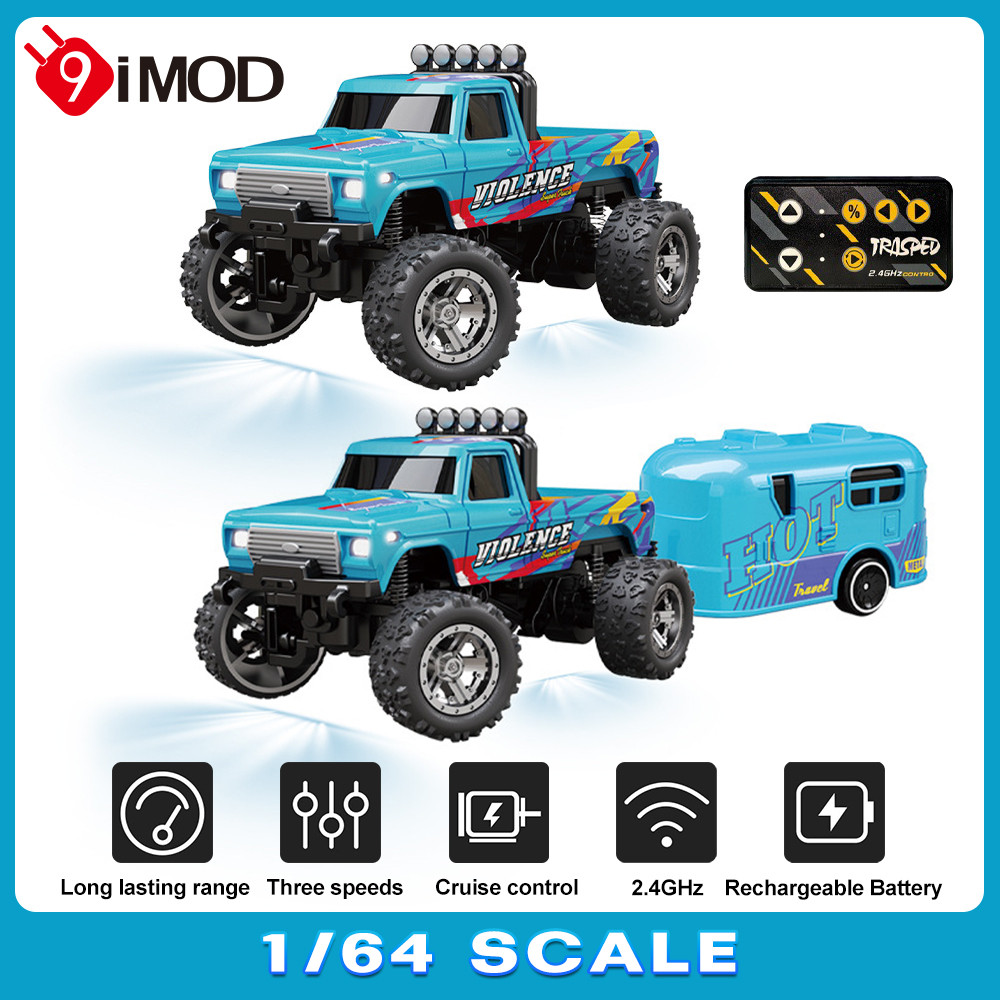 9imod 1 / 64 Xe Tải RC Mini 2.4G Xe Tải Quái Vật Địa Hình Mini Hợp Kim Leo Núi Xe RC