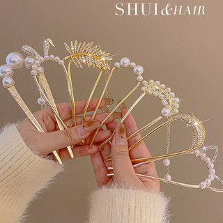  Trâm Cài Tóc Chữ U Đính Ngọc Trai Giả Phong Cách Vintage Thanh Lịch 