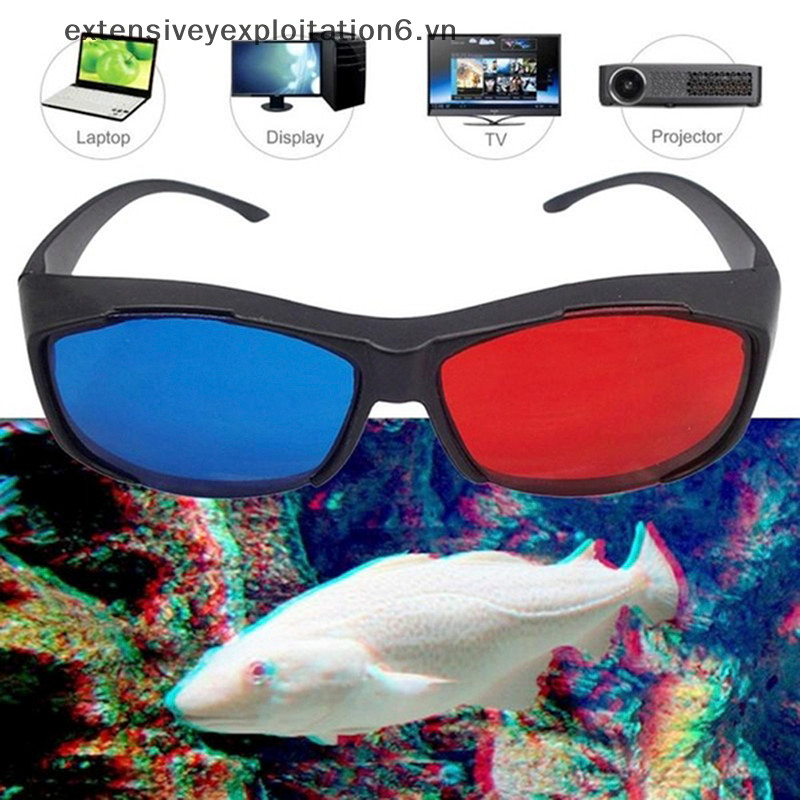 [Ee] Kính 3D màu xanh đỏ Khung đen cho trò chơi DVD phim truyền hình Anaglyph chiều.