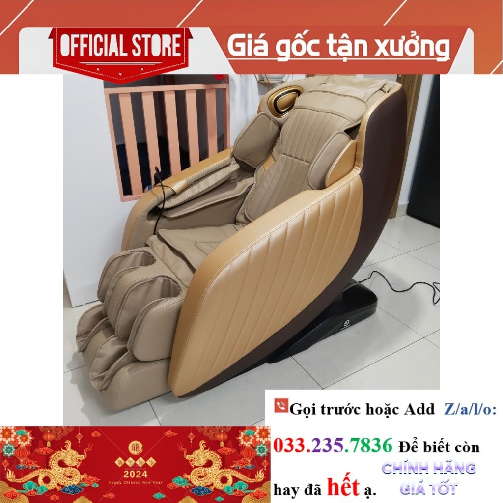 R.ẻ> Ghế massage Okinawa Os - 725, con lăn silicon 4D, điều kiển giọng nói tiếng việt