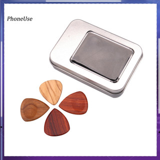 Pu 4 đàn guitar gỗ bass mandolin pick plectrums bộ phụ kiện có hộp sắt