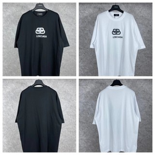 Balenc*a ss23classic lock letter print loose male and female couple short sleevett-shirt