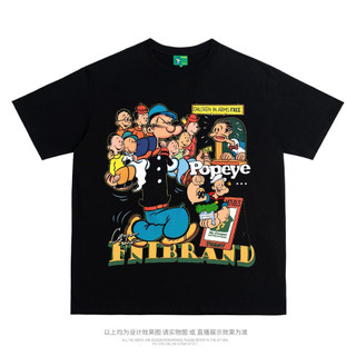 Mùa Hè 2024 Phong Cách Mới Dạo Phố Hoạt Hình Popeye In Hình Áo Thun Mùa Hè Rời Nam Nữ Tay Ngắn Tính Khí