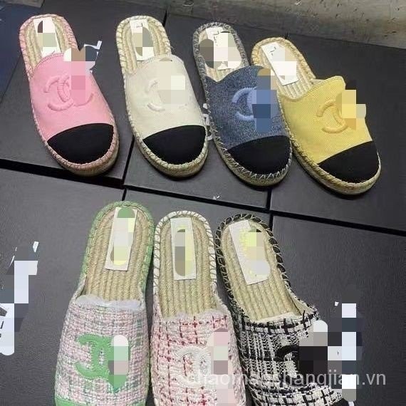 Mới Xô Giày Nữ Bằng Da Thật Chính Hãng Slip-On Rơm Gai Dây Giày Lười Giày Đơn Nửa Slip-On Emb