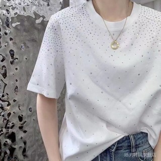 [Phong cách mới] European Station 2024 Diamond Gypsophila Áo thun ngắn tay nữ thời trang thời trang phù hợp với mọi trận đấu Áo thun hợp thời trang zuihu001.vn
