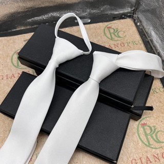 Cà vạt nam thắt sẵn và tự thắt 6cm thanh niên màu trắng vải poly cao cấp sản xuất Việt Nam  Phụ kiện cưới Giang