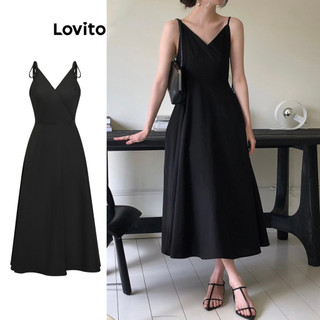 Đầm dạ hội Lovito đắp chéo buộc dây ôm vừa vặn thường ngày cho nữ L80ED261