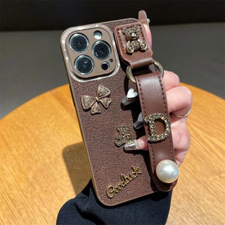Vòng kim loại Mặt trăng Miệng núi lửa Lập thể Gấu Dây đeo cổ tay Vỏ điện thoại cho iPhone15 14 13 12 11 Pro MAX IXS MAX XR XS Vỏ máy ảnh chống sốc Bảo vệ lỗ chính xác chống rơi ha