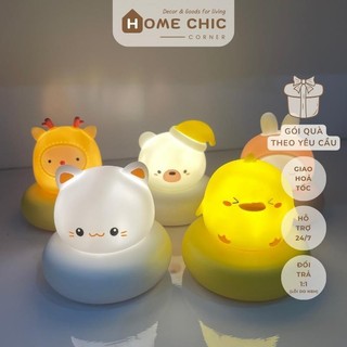 Đèn ngủ cảm ứng sạc điện 3 chế độ màu - nhiều mẫu xinh cute | HOME CHIC CORNER