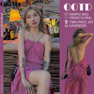 Guima Tính khí bên bờ biển phong cách kỳ nghỉ treo cổ váy kiểu Pháp cao cấp gợi cảm lưng dáng rộng và giảm béo váy đi biển ins