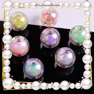 10/20 hạt nhựa tròn trong bóng nhân màu 10mm dùng để làm phụ kiện handmade, diy