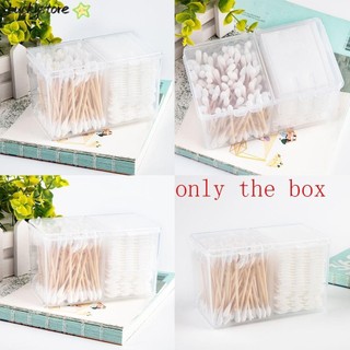 Hộp nhựa 2 ngăn trong suốt đựng bông tẩy trang/tăm bông có nắp đậy