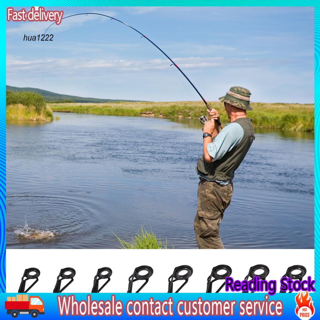 Hua _ Fishing Pole Guide Ring Fishing Pole Guide Ring Set 80 chiếc Cần câu Hướng dẫn Bộ vòng Bộ dụng cụ sửa chữa lỗ chân lông bằng gốm bằng thép không gỉ để câu cá nước ngọt Các loại kích cỡ