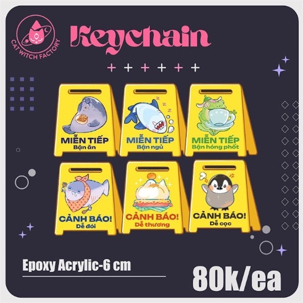 [Cat Witch Factory] Keychain Caution (Inbox chọn mẫu)
