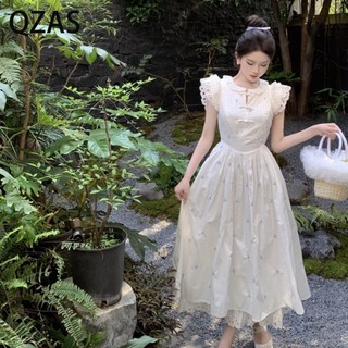 Qzas Qzas Mới Phong Cách Trung Hoa Phong Cách Trung Hoa Eo Cinched Nút Nhỏ Lên Đầm 3028 #