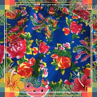 Vải chăn con công màu xanh coban khổ vải 1,58m VẢI MỘC VINTAGE