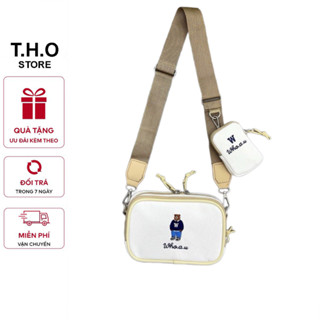 Túi xách nữ, túi đeo chéo nam nữ hình gâu chất vải canvas đựng vừa đt K320