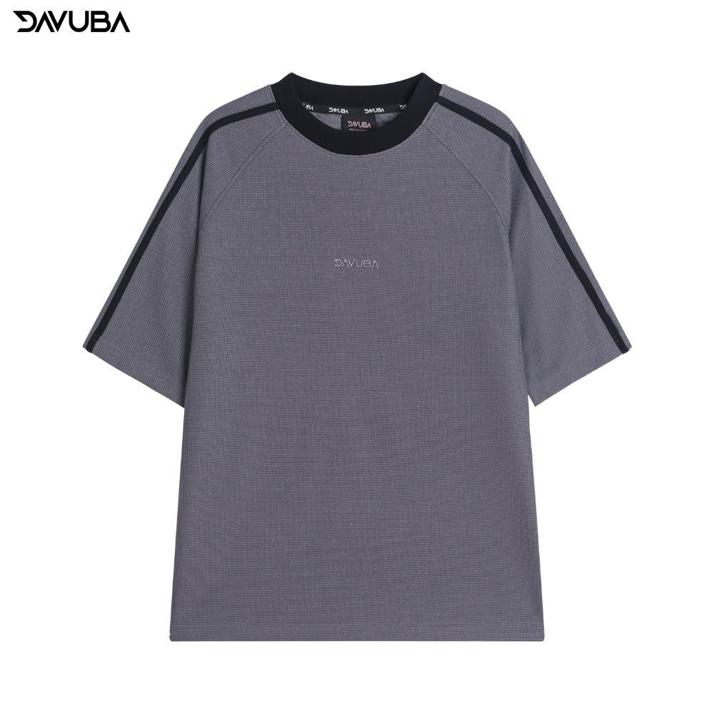 Áo thun kẻ sọc Waffle DAVUBA nam nữ cổ tròn tay ngắn SM068 | BigBuy360 - bigbuy360.vn