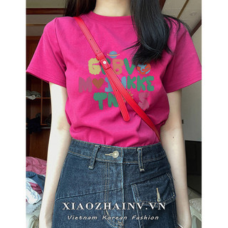 Xiaozhainv Áo Thun Cotton Rồng Màu Trái Cây Mới Cotton Nguyên Chất Áo Thun Nữ Tay Ngắn