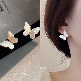 Bông tai Hàn Quốc Vỏ đá mắt mèo đơn giản Bông tai bướm Nin