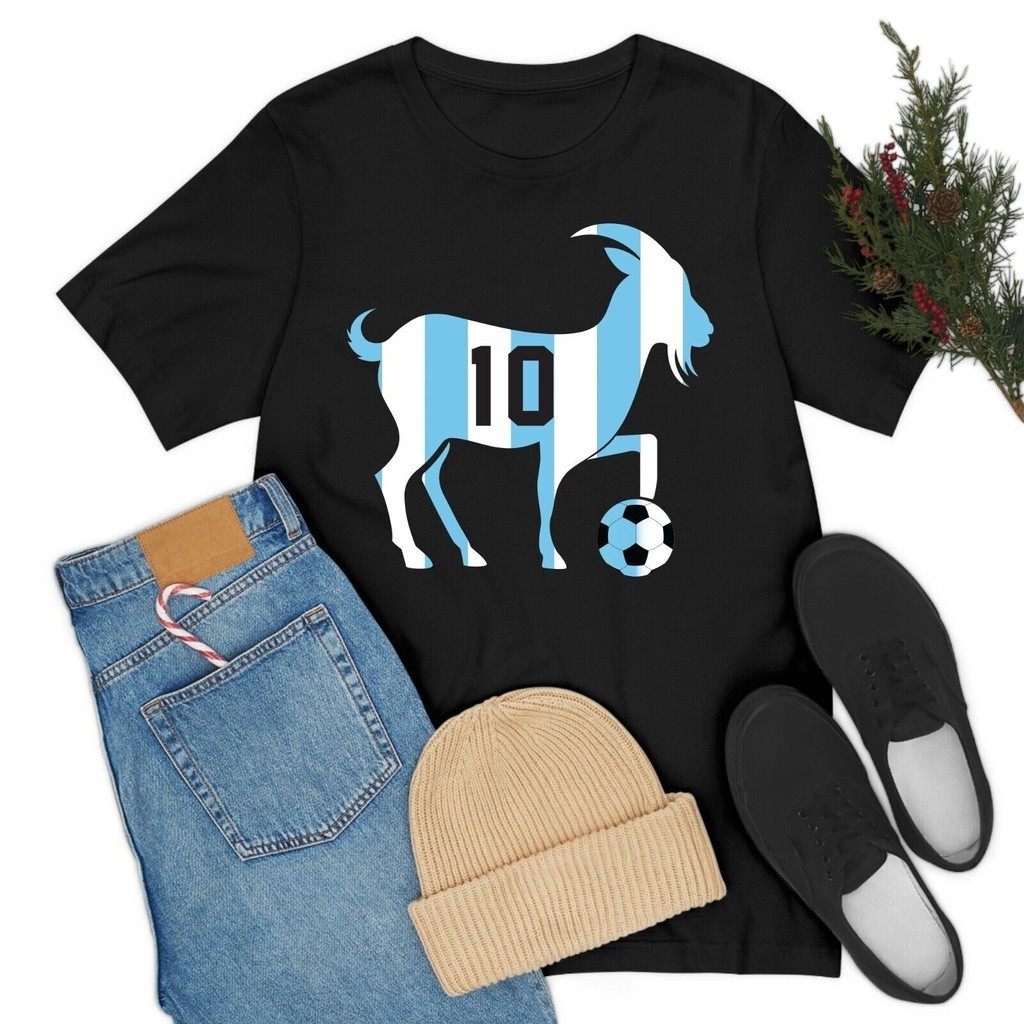 2024 Bánh quế cho bạn bè GOAT 10 Áo Sơ Mi Nam Nữ Trẻ Em Dê Chơi Bóng Đá Ngộ nghĩnh xs-3xl