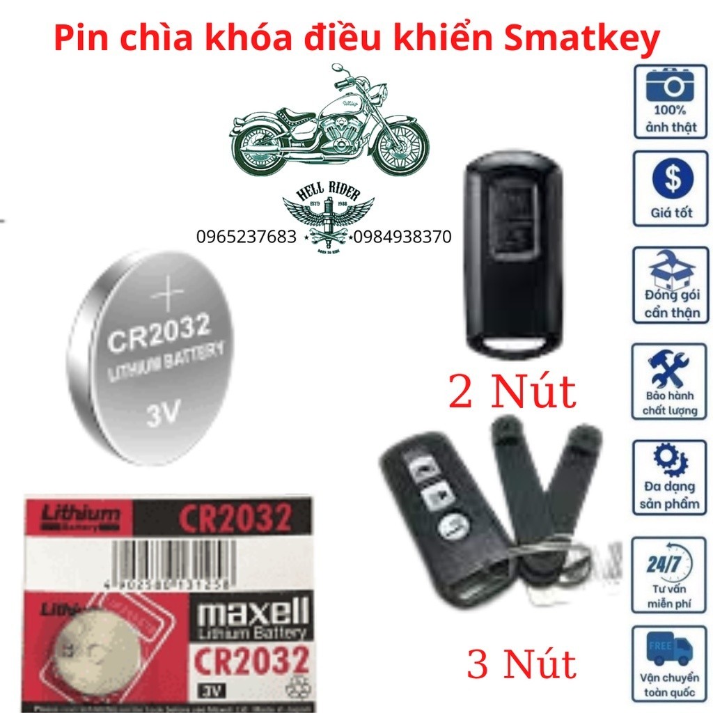 Pin chìa khóa điều khiển Smartkey MAXELL xe máy HONDA SH, VISION, LEAD, AB, PCX, VARIO