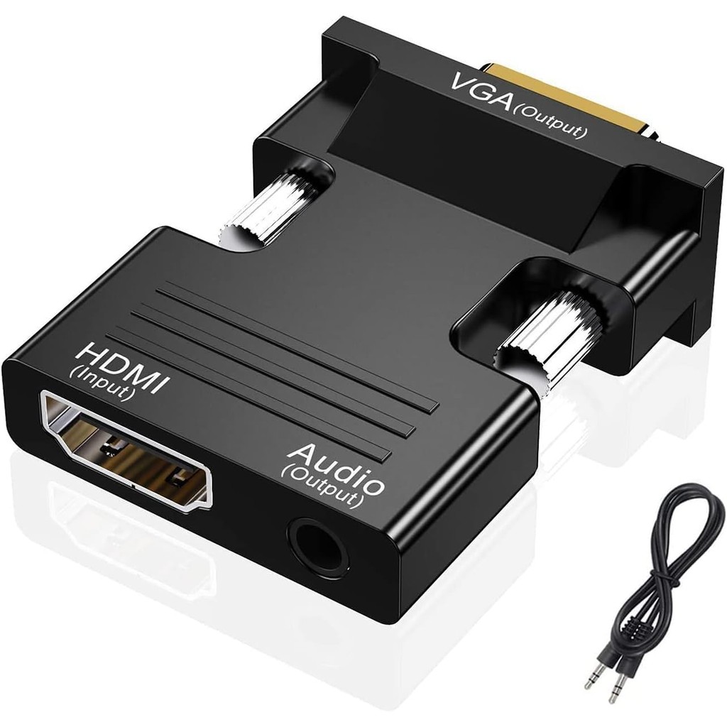 Bộ chuyển đổi HDMI sang VGA, Đầu ra âm thanh Đầu nối hộp Set-top cho máy tính xách tay, PC, Màn hình, Máy chiếu, HDTV, Chromebook, Roku, Xbox -3.5mm Cáp âm thanh nổi